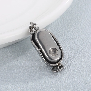 Polished stainless steel double-loop oval connector buckle for jewelry DIY making