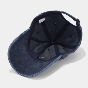 Classic washed cotton baseball cap with adjustable metal buckle and breathable panels