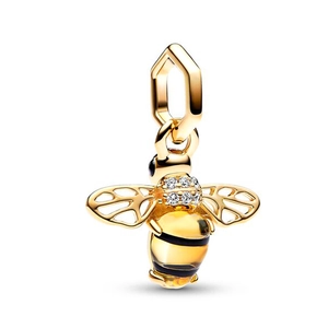 Pendentif abeille doré avec cristaux et corps translucide pour la création de bijoux