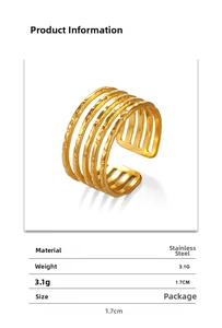 Detailed product specifications for 18K gold plated multi-layer hollow stainless steel ring