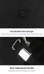 Détails de casquette en coton avec œillets brodés et boucle de réglage en métal à l'arrière