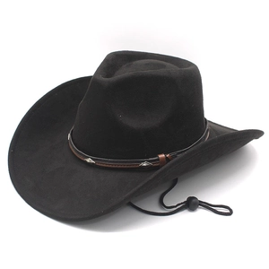 Chapeau De Cowboy Western Daim Rivet Bande Mentonnière Réglable Large Bord Style Vintage Pour Hommes Femmes