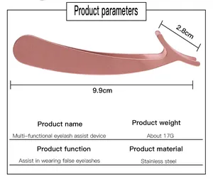 Detailed view of the stainless steel eyelash applicator with precise dimensions and specs