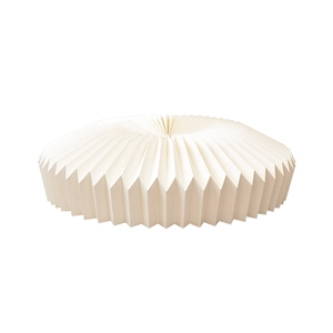 Minimalist cream white pleated lampshade with radial fold design and top mounting hole