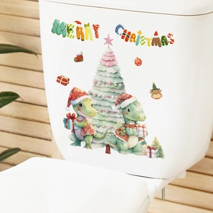 Christmas tree and Santa dinosaur wall stickers for festive home window decoration