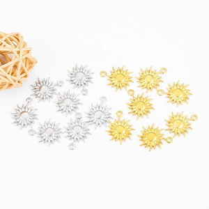 Golden and silver stainless steel sun charms for DIY necklace and jewelry making