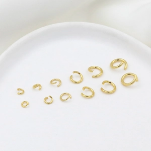 14K gold plated open jump rings in various sizes for DIY jewelry necklace making