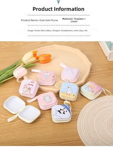 Close-up of tinplate square coin purse with soft linen lining for earphone storage