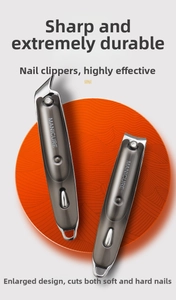 Detail of professional gunmetal stainless steel manicure set for thick nails