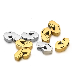 Polished gold and silver stainless steel Virgin Mary profile pendants for DIY jewelry making