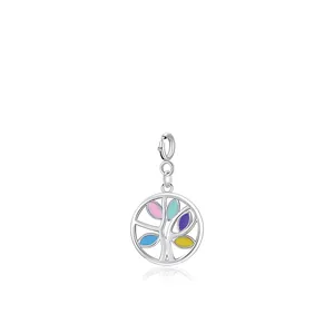 Tree Of Life Pendant Round Charm 925 Sterling Silver Colorful Enamel Drip Glue Fashion Jewelry For Women