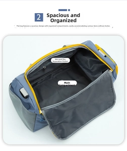 Large capacity travel duffel bag with dry wet separation pocket for gym and sports fitness.
