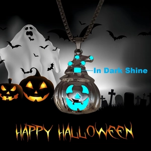 Halloween Pumpkin Pendant Necklace Luminous Glow In The Dark Wizard Hat Alloy Steel Chain Festival Jewelry