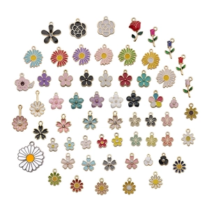 60pcs assorted flower alloy enamel charms for DIY jewelry making earrings and necklaces
