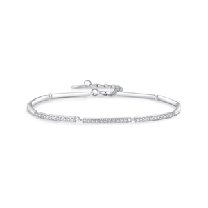 925 silver chic bar bracelet with sparkling pave zirconia stones and spring clasp closure