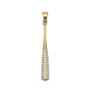 Hip-hop gold plated baseball bat pendant necklace with sparkling crystal rhinestones