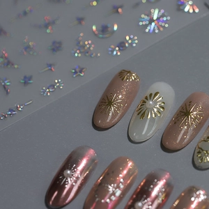 3D Bronzing Nail Art Stickers Star Moon Celestial Relief Adhesive Metallic Laser Decals For DIY Manicure Women
