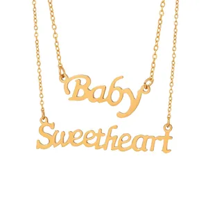 Collana Con Ciondolo A Parola In Acciaio Inossidabile Placcato Oro 18K Alfabeto Script Baby Dreams Sweetheart Gioielli Per Donna