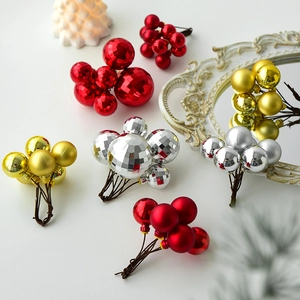 Faceted Christmas Ball Sprigs Artificial Berry Clusters Plastic Decorative Floral Sprays Festive Ornament DIY Holiday Decor