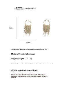Spécifications de taille pour boucles d'oreilles créoles dorées à pampilles longues