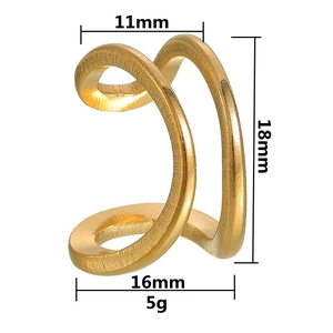 Golden matte double ring clip earrings with dimensions 18mm height and 11mm width