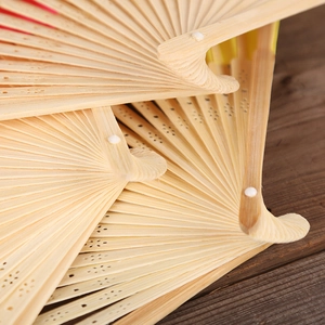 Minimalist 6-inch white paper folding fan with natural bamboo ribs for DIY drawing and crafts