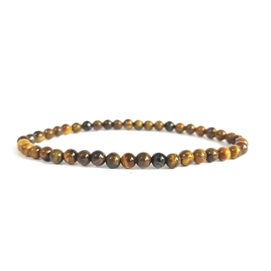 4mm natural tiger eye stone beaded stretch bracelet with brown and gold chatoyancy