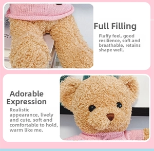 Detail of plush brown teddy bear showing soft fur texture and high-quality cotton filling