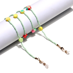 Colorful fruit beaded eyewear chain with strawberry and lemon clay beads for women