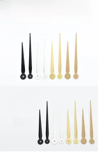 Aluminum clock hands set in matte black, white, mirror gold, and brushed gold finish