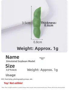 Macro shot of 3.5cm green simulation PVC edamame model for DIY crafts and food play decor