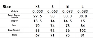 Detaillierte Größentabelle für das trägerlose 3D-Blumen-Top mit Brust- und Längenmaßen