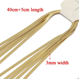Detail of 3mm gold stainless steel snake chain necklace with 45cm total length measure