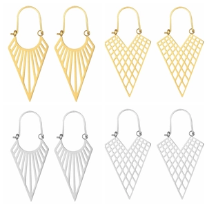 Boucles D'oreilles Géométriques Ajourées Triangle Éventail Acier Inoxydable Style Bohème Vintage Femmes