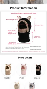 Tableau des tailles pour cagoule enfant avec oreilles de lapin et cache-cou intégré