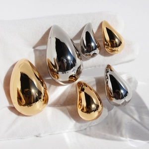 Brass Mirror Water Drop Earrings With 925 Sterling Silver Post Metallic Hoop Earrings For Women Street Style Jewelry