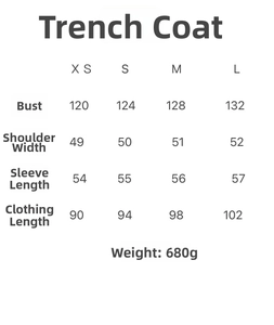 Detailed size chart for burgundy oversized coat including bust, shoulder and length measurements
