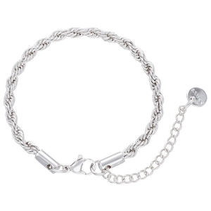 Polished silver rope chain stainless steel bracelet with a secure lobster clasp