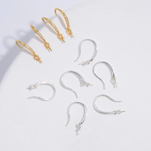 925 Sterling Silver Zirconia Inlaid Earring Hooks DIY Jewelry Findings Gold Silver Plated U-Shaped Earring Accessories