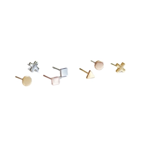 Minimalist titanium steel geometric stud earrings set in silver, gold and rose gold