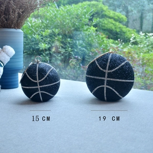 Comparison of 15cm and 19cm rhinestone basketball handbags in black with gold hardware