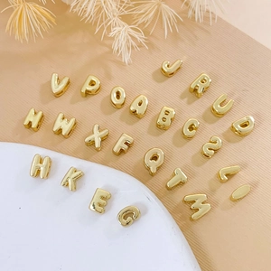 Polished 18K gold plated DIY alphabet letter charms for personalized jewelry making