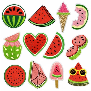 Cartoon Watermelon Embroidered Patches Iron On Fabric Appliques For Clothes Bag Repair DIY Decoration Cute Fruit Style