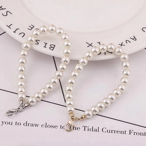 Imitation Artificial Pearl Keychain Bag Charm White Round Beads Elegant Hanging Decoration Accessory For Keys And Handbags