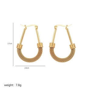 Boucles d'oreilles U en acier doré tressé avec spécifications de taille et poids