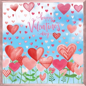 Happy Valentine's Day heart balloons and clouds static PVC window stickers for home decor