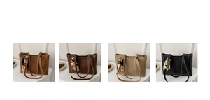 Quatre couleurs de sacs cabas en cuir PU élégants avec des foulards en soie décoratifs