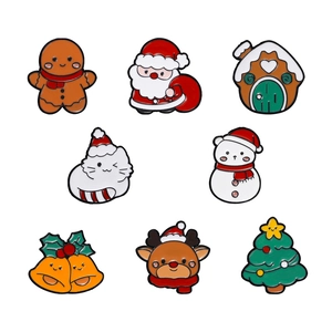 Christmas Enamel Pins Cartoon Santa Claus Snowman Gingerbread Man Reindeer Alloy Brooches Accessories For Holiday Clothes Bag