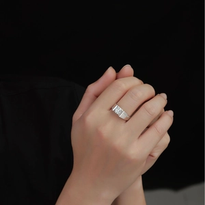 Men's 925 sterling silver ring featuring a large square moissanite stone on hand