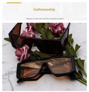 Detail showing oversized rectangular sunglasses in tortoiseshell and classic black frames